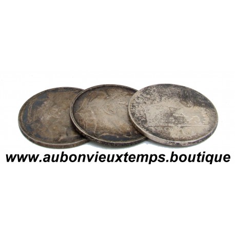 LOT 3 MONNAIES de 20 FRANCS Argent 835 ‰ - BELGIQUE