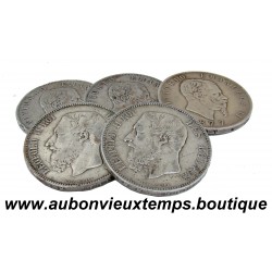 LOT 5 MONNAIES de 5 FRANCS et 5 LIRES Argent 900 ‰ BELGIQUE et ITALIE