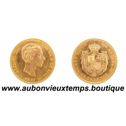 25 PESETAS Or 900‰ 1877 D.E.M. ALPHONSO XII - ESPAGNE