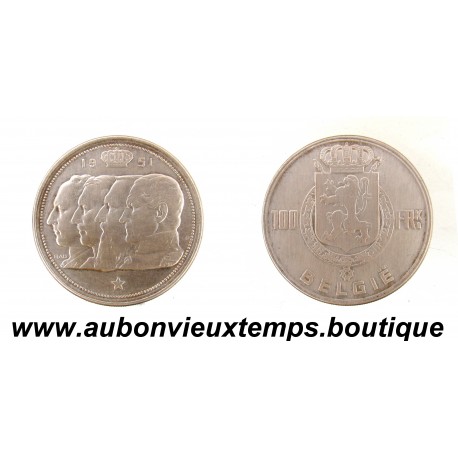 100 FRANCS ARGENT 835 ‰ 1951 QUATRE ROIS - Légende flamande - BELGIQUE