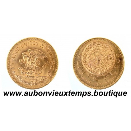 20 PESOS Or 900‰ 1959 AIGLE / la “PIERRE du SOLEIL ” ( Calendrier Aztèque ) - MEXIQUE
