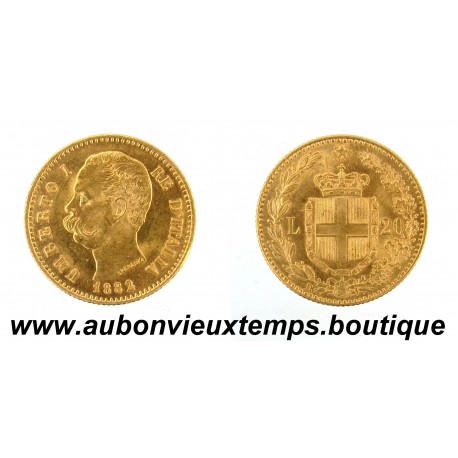 20 LIRE Or 900‰ 1882 R UMBERTO 1er - ITALIE