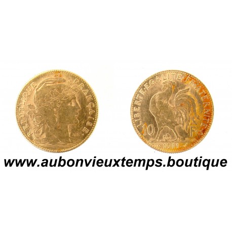 10 FRANCS Or 900‰ 1911 COQ