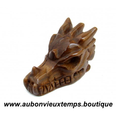TETE de DRAGON en PIERRE NATURELLE : OEIL de TIGRE