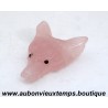 TETE de LOUP en PIERRE NATURELLE : QUARTZ ROSE