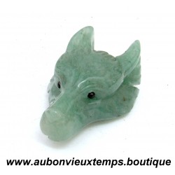 TETE de LOUP en PIERRE NATURELLE : AVENTURINE
