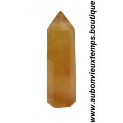 POINTE en PIERRE NATURELLE HEXAGONALE : CALCITE MIEL