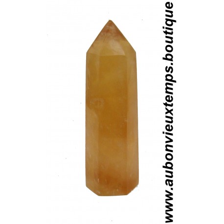 POINTE en PIERRE NATURELLE HEXAGONALE : CALCITE MIEL