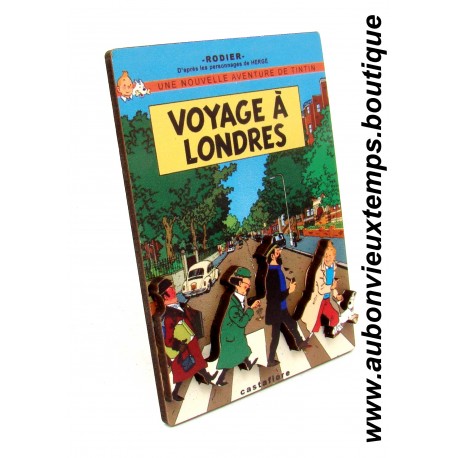 MAGNET en RELIEF avec SUPPORT BOIS - Les AVENTURES de TINTIN - VOYAGE à LONDRES
