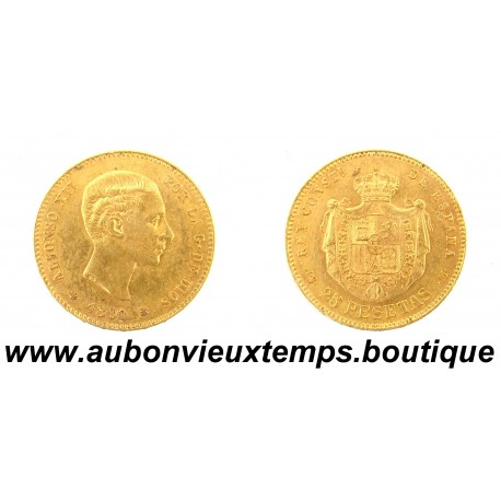 25 PESETAS Or 900‰ 1880 M.S.M. ALPHONSO XII - ESPAGNE