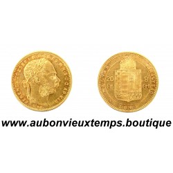 20 FRANCS - 8 FORINTS OR 900‰ FERENCZ JOZSEF 1882 HONGRIE