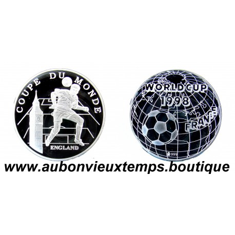 MEDAILLE MONETIFORME Argent 999‰ COUPE du MONDE 1998 FOOTBALL - FRANCE