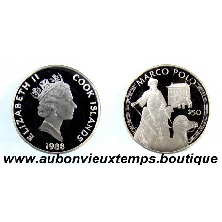 50 DOLLARS Argent 925‰ BE 1988 ELIZABETH II - ILES COOK - MARCO POLO