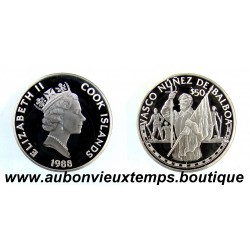 50 DOLLARS Argent 925‰ BE 1988 ELIZABETH II - ILES COOK - VASCO NUNEZ DE BALBOA