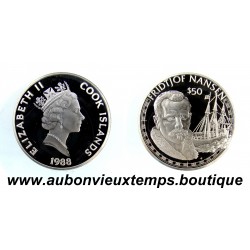 50 DOLLARS Argent 925‰ BE 1988 ELIZABETH II - ILES COOK - FRIDTJOF NANSEN