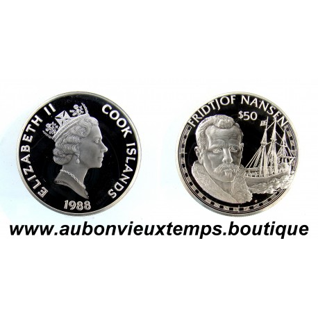 50 DOLLARS Argent 925‰ BE 1988 ELIZABETH II - ILES COOK - FRIDTJOF NANSEN