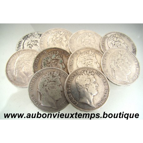 LOT 10 MONNAIES de 5 FRANCS Argent 900 ‰ LOUIS PHILIPPE 1