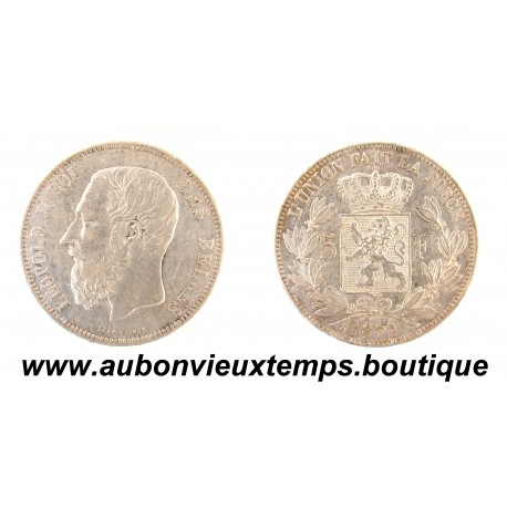 5 FRANCS Argent 900 ‰ 1872 LEOPOLD II - BELGIQUE
