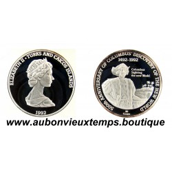 20 CROWN Argent 999‰ 1992 500ème ANNIVERSAIRE de COLOMBUS DISCOVERY - ELIZABETH II - TURKS et CAICOS ISLANDS