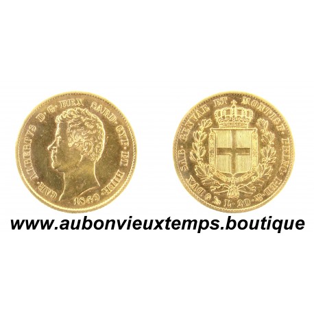 20 LIRE OR 900 ‰ 1849 CHARLES ALBERT - SARDAIGNE - ITALIE