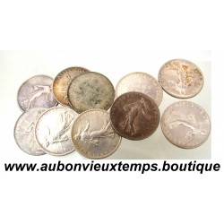 LOT 10 MONNAIES de 1 FRANC Argent 835 ‰ SEMEUSE