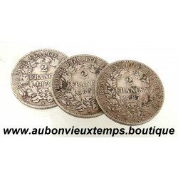 LOT 3 MONNAIES de 2 FRANCS Argent 835 ‰ CERES