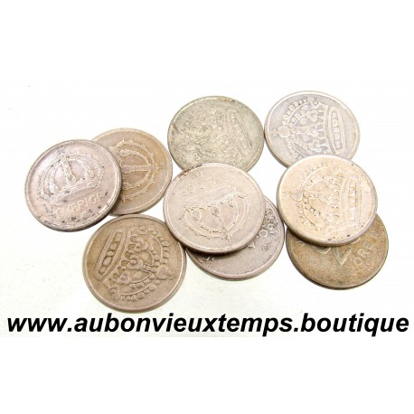 LOT 9 MONNAIES de 25 ÖRE Argent 400 ‰ SUEDE