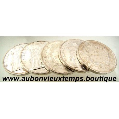 LOT 5 MONNAIES de 10 FRANCS Argent 900 ‰ HERCULE