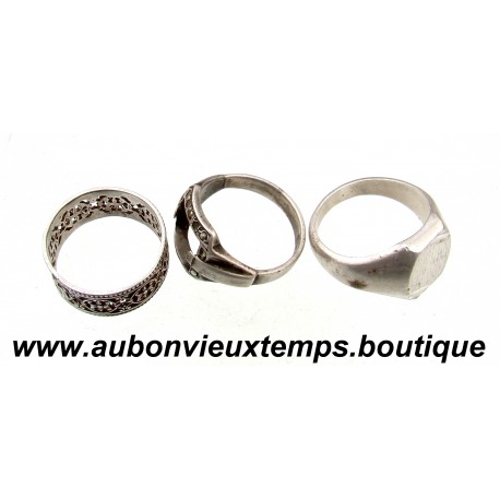 LOT de 3 BAGUES Argent 800 ‰ 