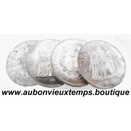 LOT 4 MONNAIES de 50 FRANCS Argent 900 ‰ HERCULE