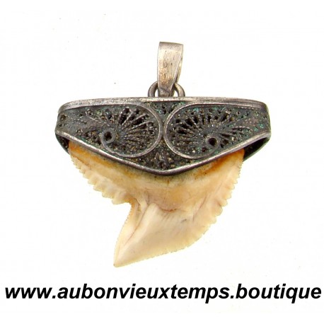 PENDENTIF ARGENT avec DENT de REQUIN