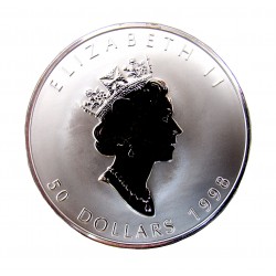 50 DOLLARS Argent 999 ‰ ( 10 OZ ) 1998 ELIZABETH II - MAPLE LEAF - CANADA