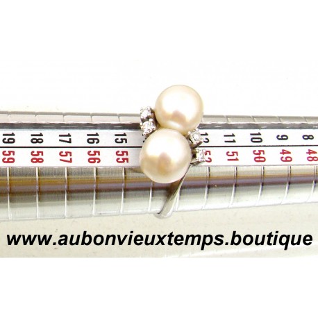 BAGUE OR Blanc 585 ‰ ( 14 Carats ) avec PERLES