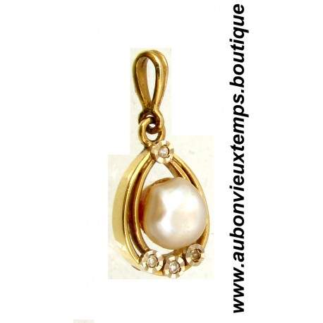 PENDENTIF OR 585 ‰ ( 14 Carats ) avec PERLE et ZIRCONIUM