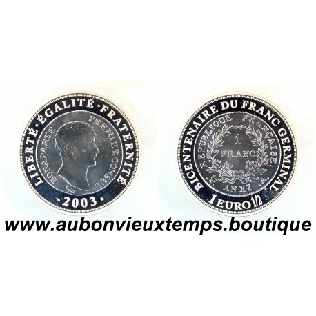 1 EURO 1/2 Argent 900‰ 2003 NAPOLEON 1er - BICENTENAIRE du FRANC GERMINAL
