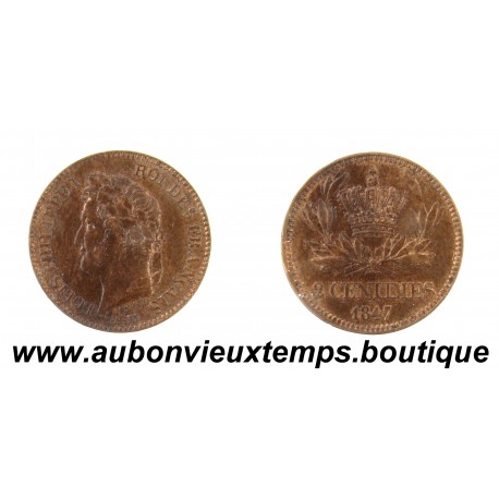 ESSAI 2 CENTIMES à la COURONNE Bronze 1847 LOUIS PHILIPPE 1