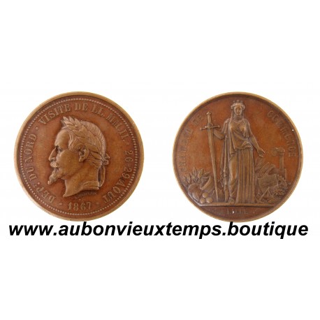 MEDAILLE Bronze 1867 NAPOLEON III - CHAMBRE de COMMERCE