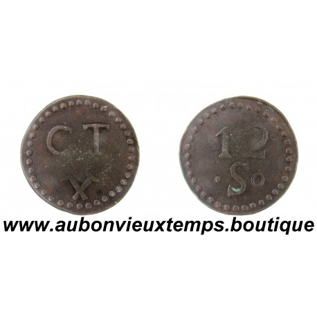 12 SOUS ( 60 CENTIMES ) Bronze ND ( 1820 ) C.T. - ANICHE