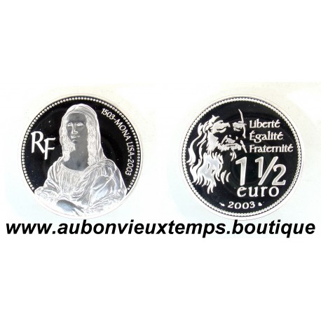 1 1/2 EURO Argent 900‰ BE 2003 MONA LISA