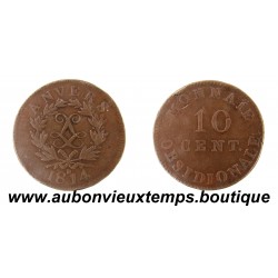 10 CENTIMES Bronze 1814 R LOUIS XVIII - ANVERS - MONNAIE OBSIDIONALE