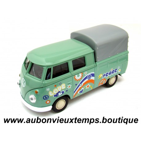 WELLY 1/38 VOLKSWAGEN TRANSPORTER T1 DOUBLE CABINE PICK-UP SOFT TOP 1963 Réf : 43603