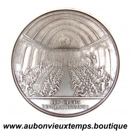 MEDAILLE Bronze plaquée Argent 1989 Les CLUBS REVOLUTIONNAIRES - BICENTENAIRE de la REVOLUTION FRANCAISE