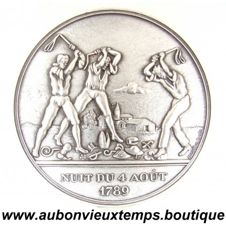 MEDAILLE Bronze plaquée Argent 1988 NUIT du 4 AOUT 1789 - BICENTENAIRE de la REVOLUTION FRANCAISE