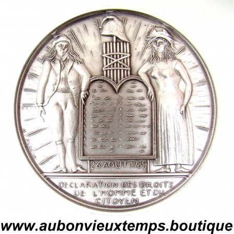MEDAILLE Bronze plaquée Argent 1989 DÉCLARATION des DROITS de l’HOMME et du CITOYEN - BICENTENAIRE de la REVOLUTION FRANCAISE