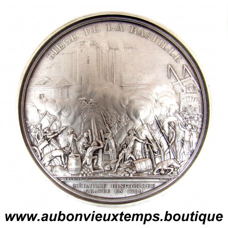 MEDAILLE Bronze plaquée Argent 1989 MEDAILLE HISTORIQUE GRAVEE en 1789 - BICENTENAIRE de la REVOLUTION FRANCAISE