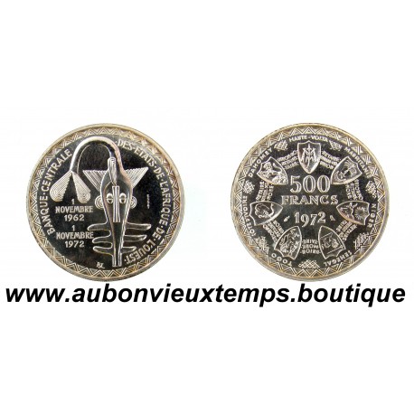 ESSAI 500 FRANCS Argent 900 ‰ 1972 BANQUE CENTRALE des ETATS de l'AFRIQUE de l'OUEST