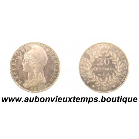 ESSAI 20 CENTIMES Maillechort 1881 A d'après DUPRE - MERLEY - FLAN ROND