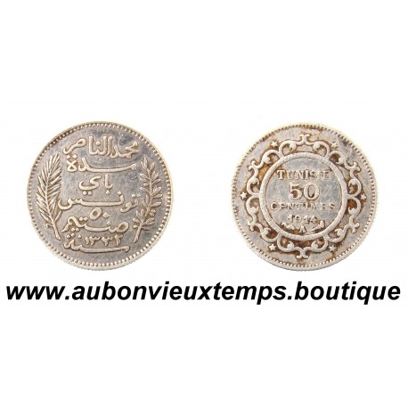 50 CENTIMES Argent 835‰ AH 1332 ( 1914 ) A MUHAMMAD AL NASIR - TUNISIE