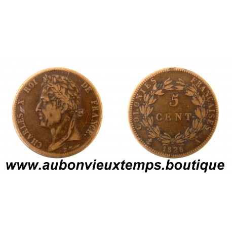 5 CENTIMES Bronze 1828 A CHARLES X - GUYANNE
