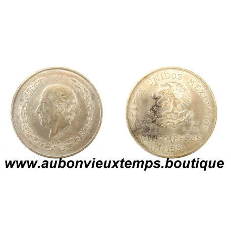 5 PESOS Argent 720‰ 1951 Mo HIDALGO - MEXIQUE